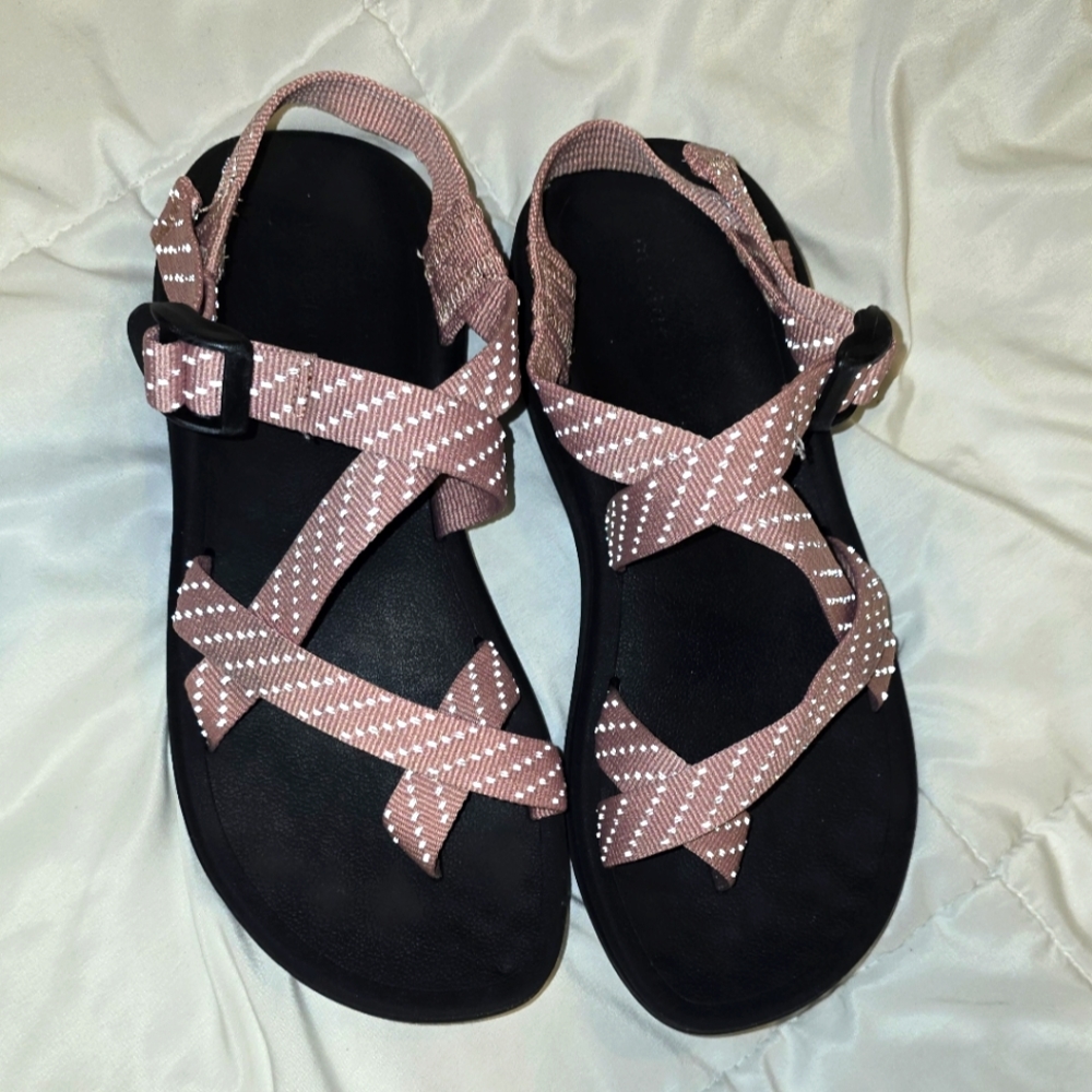 Women's Strappy Sandals in Pink and Black